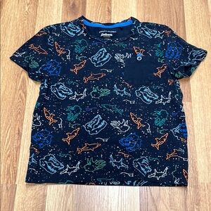 Sz 5 Shark and Dino Print Pocket Tee
